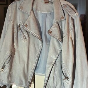 Chico's Light Gray Leather Jacket